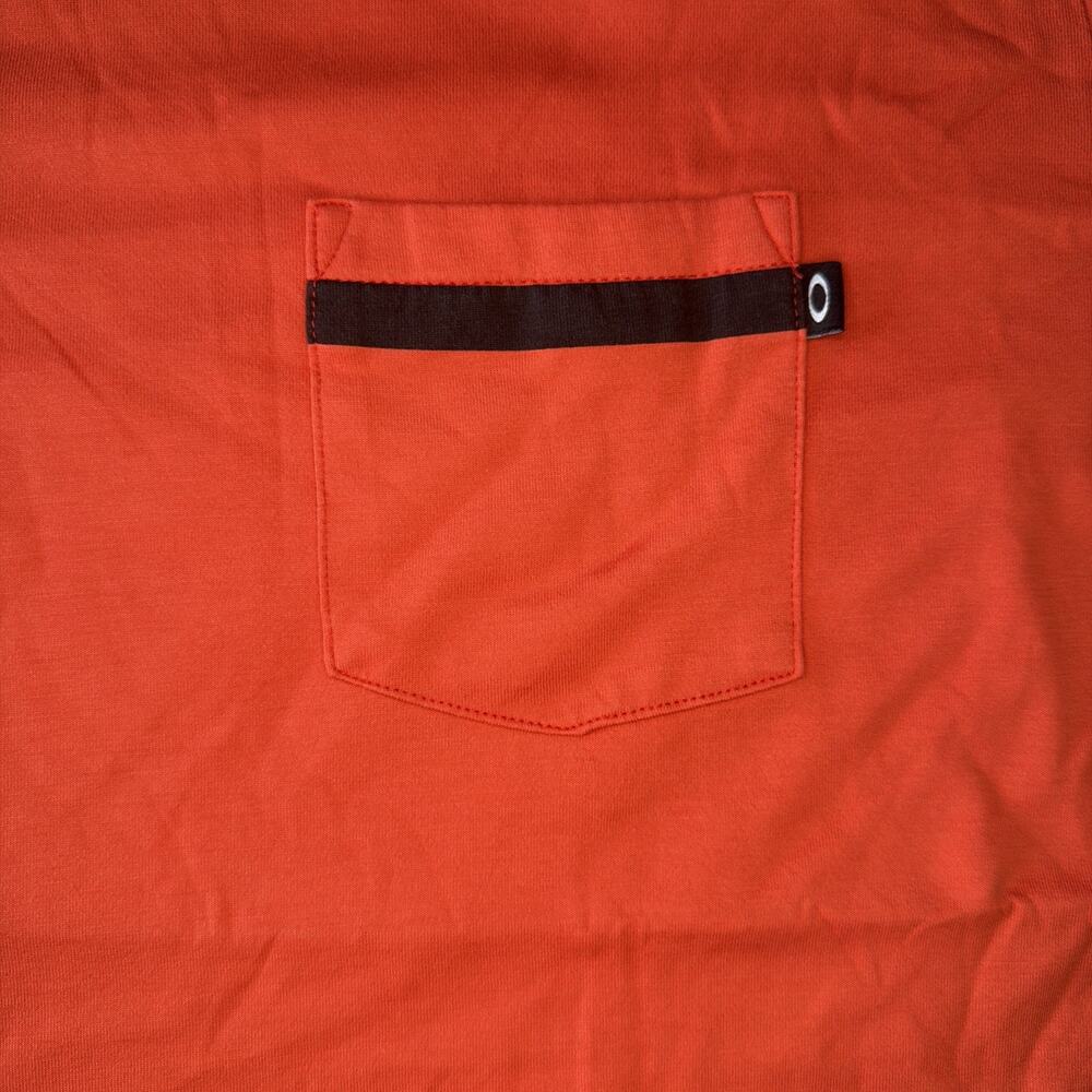 Oakley Hydrolix Shirt Men Large Orange Short Sleeve Athletic Zipper Pocket Gym - Picture 2 of 7